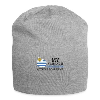 Nothing Scares Me My Wife Is Uruguayan Husband - Jersey Beanie - heather grey - Front