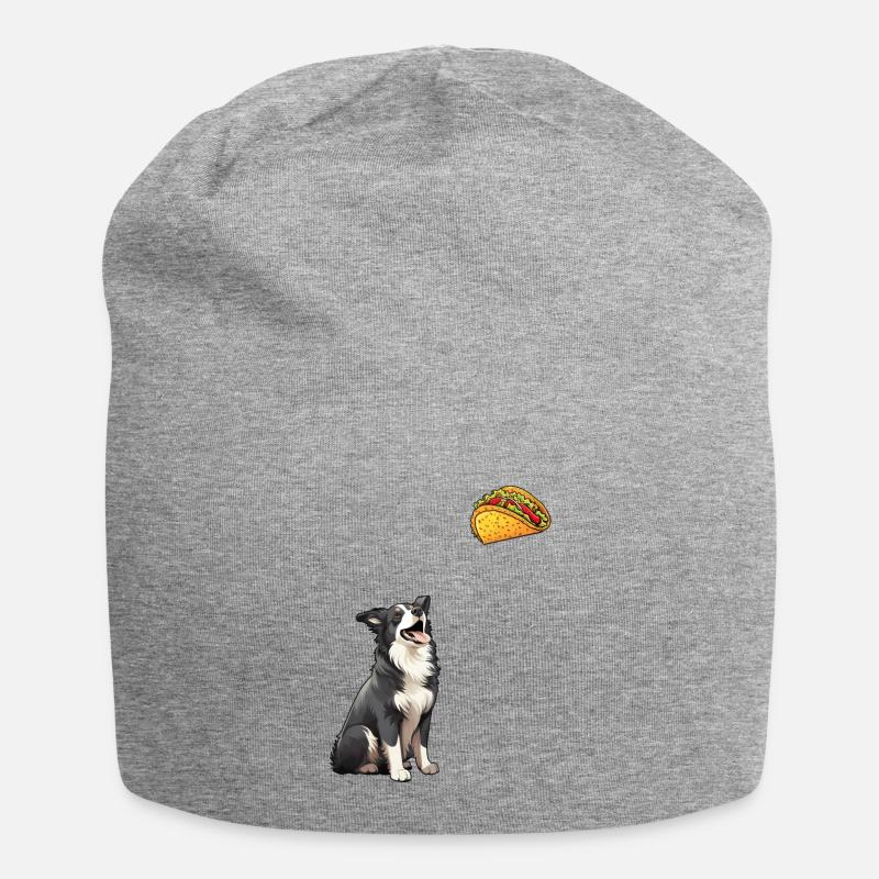 Border Collie Staring At Taco - Jersey Beanie - heather grey