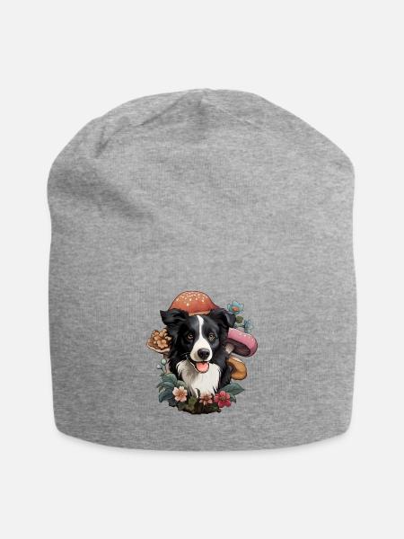 Cottagecore Border Collie - Jersey Beanie - heather grey