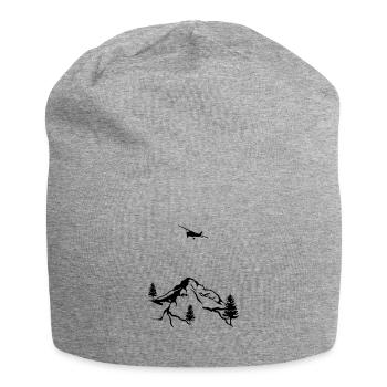 Drawn Aviation Aircraft Flight Mountains Airplane - Jersey-Beanie - Grau meliert - Vorne