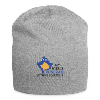 Nichts macht mir Angst Meine Frau ist Kosovarin - Jersey-Beanie - Grau meliert - Vorne