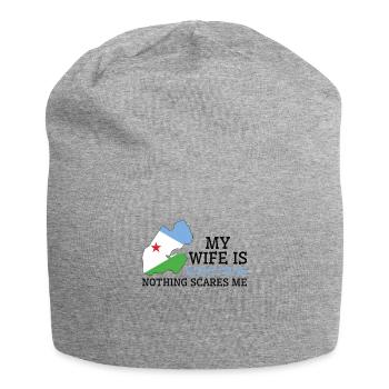 Nothing Scares Me My Wife Is Djiboutian Husband - Jersey Beanie - heather grey - Front
