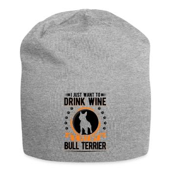 Bull Terrier et Bull Terrier miniature au vin - Bonnet en jersey - gris chiné - Devant