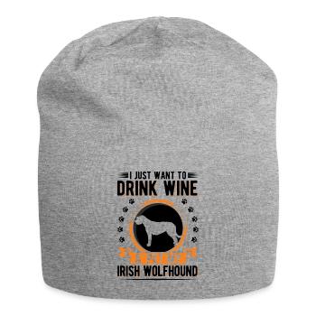 Irish Wolfhound and Wine - Jersey Beanie - heather grey - Front