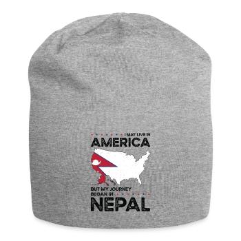 Nepalese American Patriot USA Grown Nepal US Flag - Jersey Beanie - heather grey - Front
