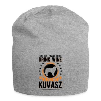 Kuvasz und Wein - Jersey-Beanie - Grau meliert - Vorne