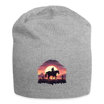 Horse Western Riding Horse Sunset - Jersey Beanie - heather grey - Front