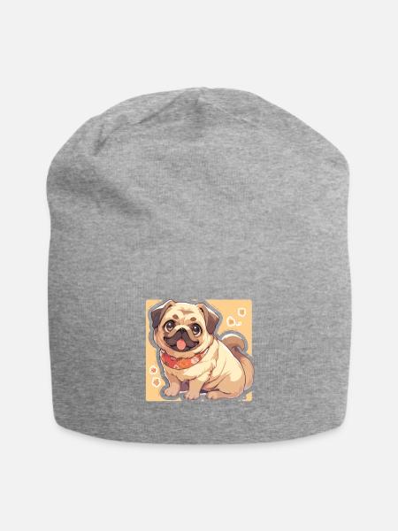 Mops Mops Hund Mops Leben Mops Geschenke - Jersey-Beanie - Grau meliert