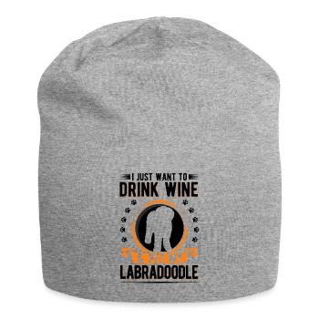 Labradoodle et vin - Bonnet en jersey - gris chiné - Devant