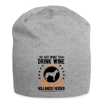 Hollandse Herder und Wein - Jersey-Beanie - Grau meliert - Vorne