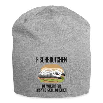Fischbrötchen für Feinschmecker Geschenk - Jersey-Beanie - Grau meliert - Vorne
