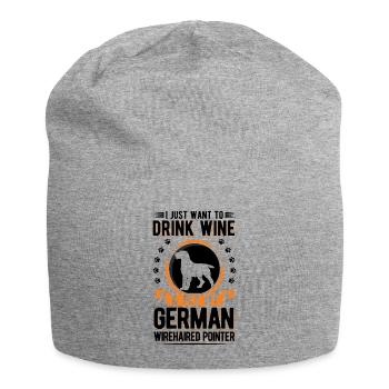 German Wirehaired Wine - Jersey Beanie - heather grey - Front