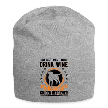 Golden Retriever und Wein - Jersey-Beanie - Grau meliert - Vorne