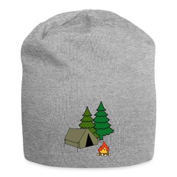 Tent, Camping, Camp, Camping, Vacation, Outdoor, Adventure - Jersey Beanie - heather grey - Front