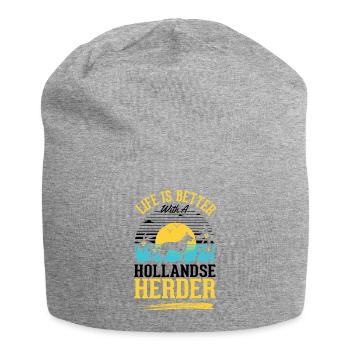 Das Leben ist ist mit einem Hollandse Herder - Jersey-Beanie - Grau meliert - Vorne
