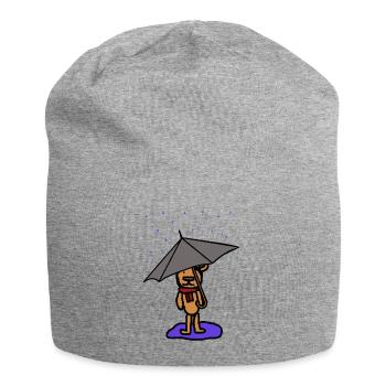 Ours en peluche, Temps violent, Ours, Pluie, Météo, Octobre, Automne - Bonnet en jersey - gris chiné - Devant