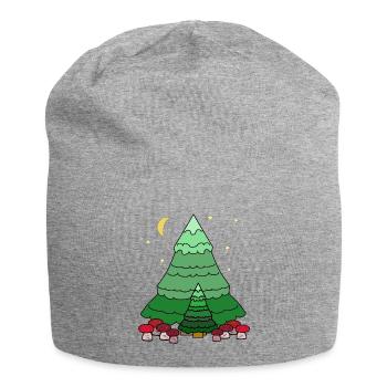 Nuit, Ciel étoilé, Forêt, Conifère, Sapin, Nature - Bonnet en jersey - gris chiné - Devant
