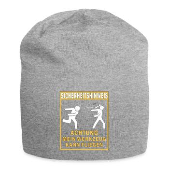 SICHERHEITSHINWEIS ACHTUNG MEIN WERKZEUG KANN - Jersey-Beanie - Grau meliert - Vorne