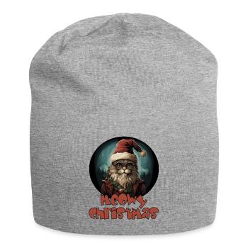 Funny saying with Christmas cat - Jersey Beanie - heather grey - Front