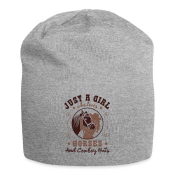 Étreinte aimante - Cheval et homme - Bonnet en jersey - gris chiné - Devant
