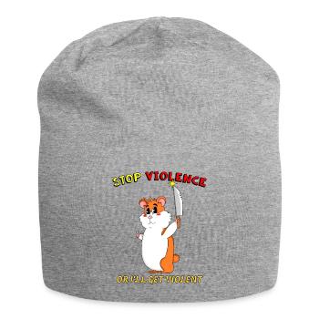 Stop Violence Cute Hamster Sarcastic Cartoon - Jersey Beanie - heather grey - Front