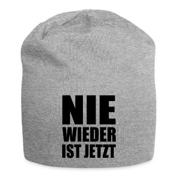 Nie wieder ist jetzt - Jersey-Beanie - Grau meliert - Vorne