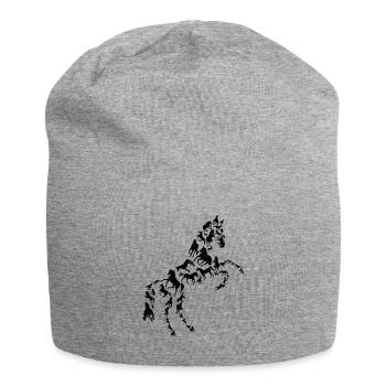 Pferd Reiter Pferdeliebhaber Pferdesilhouette - Jersey-Beanie - Grau meliert - Vorne
