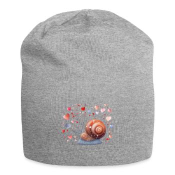 Schneckenspur der Herzen Valentinstag Slow Steady - Jersey-Beanie - Grau meliert - Vorne