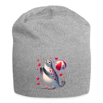 T-shirt amusant à la plage pour la Saint-Valentin, sceau d'amour - Bonnet en jersey - gris chiné - Devant