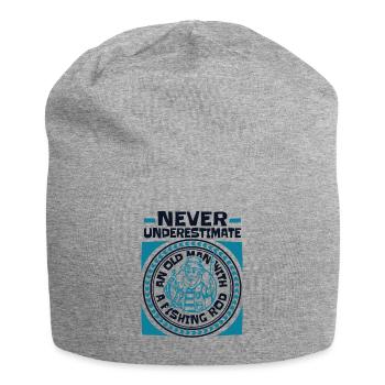 Never Underestimate An Old Man With A Fishing Rod - Jersey-Beanie - Grau meliert - Vorne