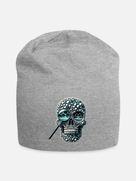 Molekularer Schädel Shirt Maulwurf Tag Wissenschaft Enthusiast - Jersey-Beanie - Grau meliert