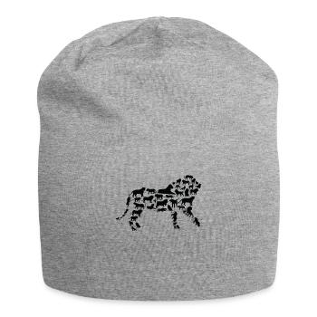 Löwe Wildlife Afrika Löwen Silhouette - Jersey-Beanie - Grau meliert - Vorne