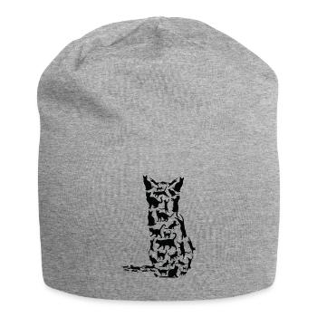 Katzenbesitzer Katzenliebhaber Silhouette - Jersey-Beanie - Grau meliert - Vorne