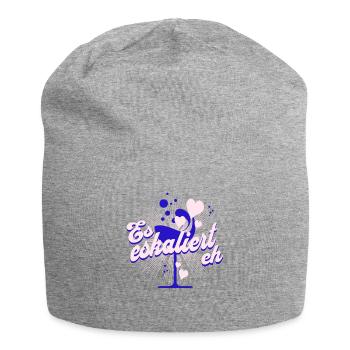 "Es eskaliert eh" Party Kostüm für Mädelsabend - Jersey-Beanie - Grau meliert - Vorne