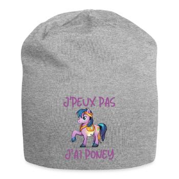 j'peux pas j'ai poney, poney, équitation - Bonnet en jersey - gris chiné - Devant