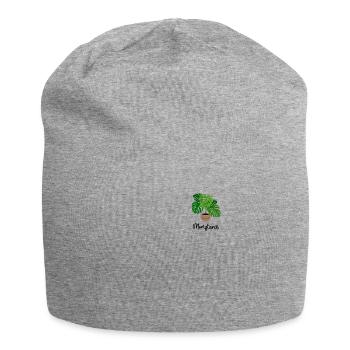 Monstera Flora Houseplant Gardener - Jersey Beanie - heather grey - Front