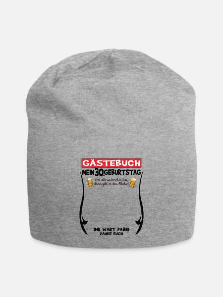 30. Geburtstag Frau & Mann Gästebuch - Jersey-Beanie - Grau meliert