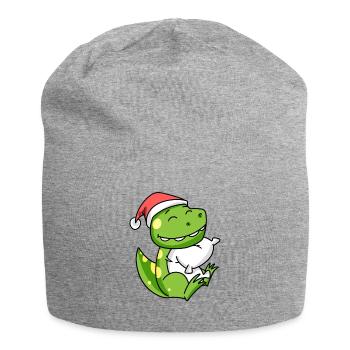 Dino Cute Tired Sleeping In Christmas - Jersey Beanie - heather grey - Front