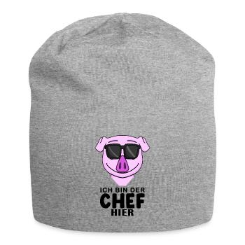 Chef Spruch mit Schwein Motiv - Jersey-Beanie - Grau meliert - Vorne