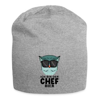 Chef Spruch mit Eule Motiv - Jersey-Beanie - Grau meliert - Vorne