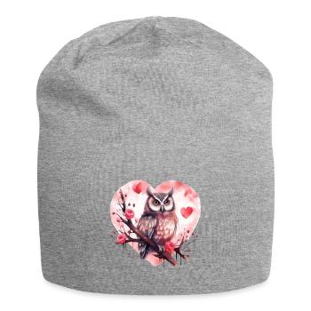 Eulenherzfedern Valentinstag Nachtaktiv - Jersey-Beanie - Grau meliert - Vorne