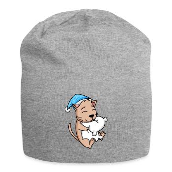 Chat avec oreiller et bonnet somnolent - Bonnet en jersey - gris chiné - Devant