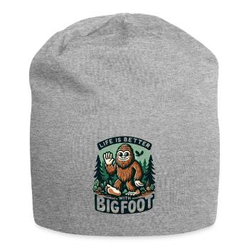Lustiges Leben ist besser mit Bigfoot Happy Squatchin' - Jersey-Beanie - Grau meliert - Vorne