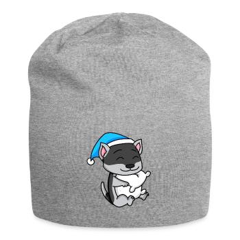 Siberian Husky Sleeping Fatigue Dog - Jersey Beanie - heather grey - Front