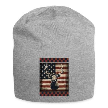 Bois vieilli Drapeau américain Forêt Camo Deer Marque - Bonnet en jersey - gris chiné - Devant