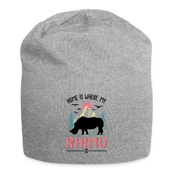 Zuhause ist wo mein Nashorn ist Rhino - Jersey-Beanie - Grau meliert - Vorne