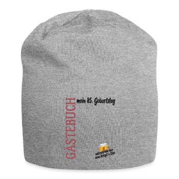 Gästebuch 85. Geburtstag, unterschreiben, Geschenk - Jersey-Beanie - Grau meliert - Vorne
