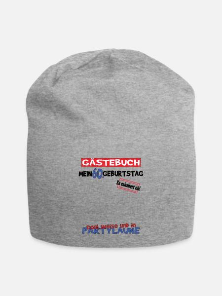 60. Geburtstag Frau & Mann Gästebuch - Jersey-Beanie - Grau meliert