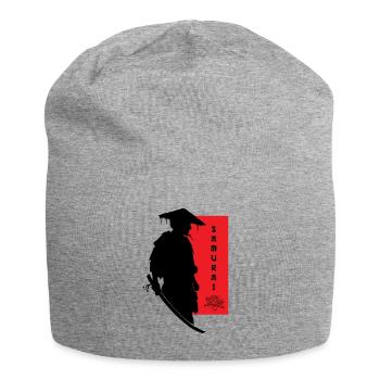 Samurai Flower Warrior Peace of Mind Art - Jersey Beanie - heather grey - Front