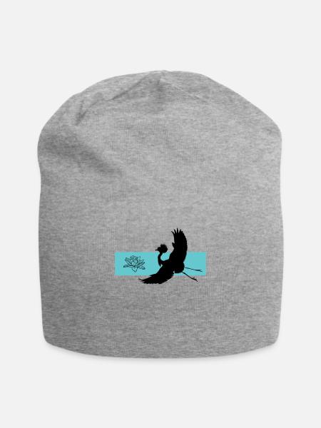 Kranich & Lotus Harmonie Symbolik - Jersey-Beanie - Grau meliert